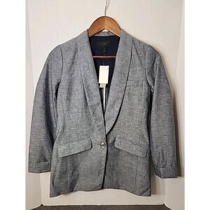 J. Crew Women’s Unstructured Blazer size 00 Cotton-Linen Chambray New With Tag